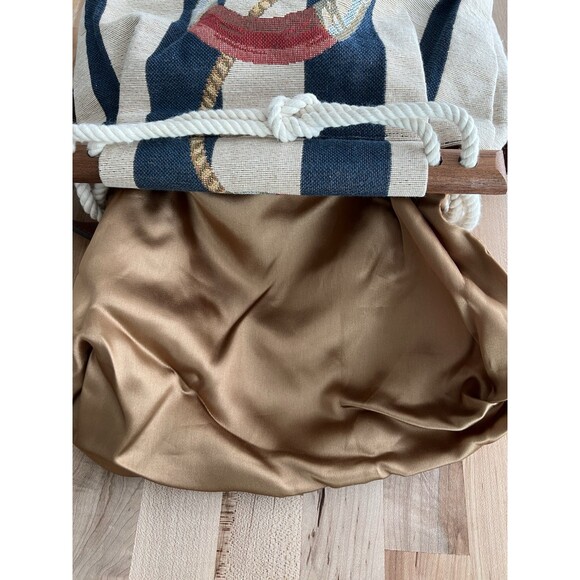 Kiel James Patrick Cape Cod Bag Purse Leather Strap Canvas Nautical Coastal - Picture 9 of 10